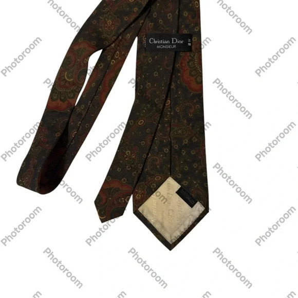 Two Dior ties in brown colors with cute prints. The logo on the front and back - Picture 3 of 6